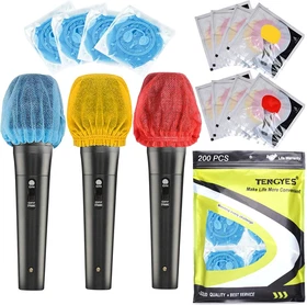 200 PCS (100 Pack) Microphone Hygiene Covers Disposable Non-Woven Handheld Mic M