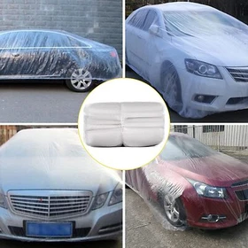 Disposable Clear Plastic Temporary Universal Car Cover Rain Dust Garage Cover