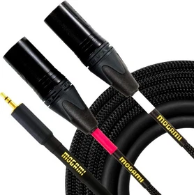 Mogami Gold Stereo Audio Y-Adapter Cable &ndash; 3.5mm TRS Plug to Dual XLR Male,...