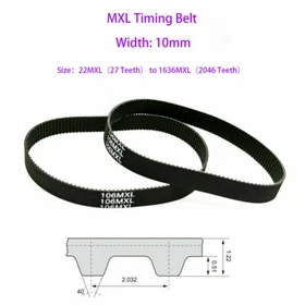 Width 10mm MXL Timing Belt 22MXL to 1636MXL Pitch 2.032mm for CNC / Step Motor