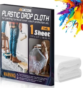 12x9 Ft Plastic Drop Cloths 6-Pack Disposable Painter Sheeting Tarp / Dust Cover