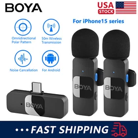 BOYA BY-V Wireless Lavalier Microphone for Android/iPhone, Plug & Play 2.4Ghz