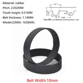 MXL22-MXL1636 Timing Belt Pitch 2.032mm Rubber Close Loop Drive Belt Width 10mm