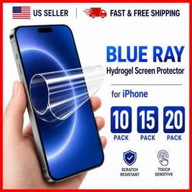 iPhone 11&ndash;17 Blue Ray Hydrogel Screen Protector 5/10/15/20 Pack