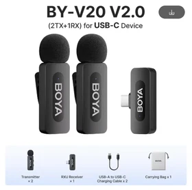 BOYA BY-V Professional Wireless Lavalier Mini Microphone - iPhone, Android, More