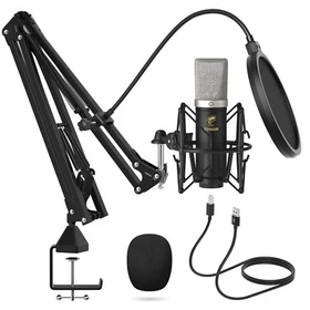 TONOR USB Cardioid Computer Mic Kit with Upgraded Boom Arm/Spider Shock Mount