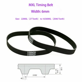 Width 6mm MXL Timing Belt 22MXL to 1636MXL Pitch 2.032mm for CNC / Step Motor