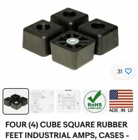 SQF10-2T-TPR87-B BUDWIG Cube Square Rubber Feet Frees
