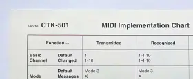 CTK1000 CASIO Midi Implementation Sheet Digital Keyboard