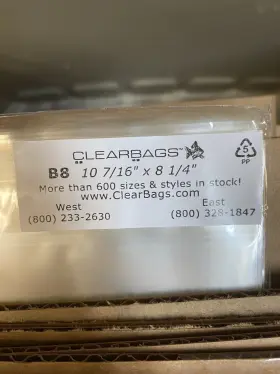 SA-B810 CLEAR BAGS Pack Resealable Poly Art Sleeve