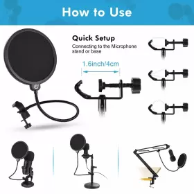 5263419152 EJT Microphone Pop Filter Mask Shield Yeti Mic #3