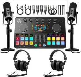 MHS152 HAYNER-SEEK Podcast Audio Interface Mixer Dual Mic Kit