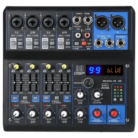 8-CHANNEL JINDAAUDIO Dj Audio Mixer Sound Board Bluetooth Usb