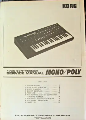 4VCO KORG Mono Poly Synthesizer Service Manual Schematics