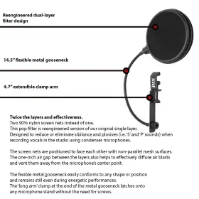 MOP28 LYXPRO Dual Microphone Pop Filter Flexible Goozeneck #2