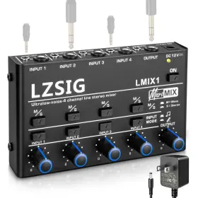 4-CHANNEL LZSIG Mini Audio Mixer Stereo Line Mixing Ultra