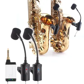 Q2-ST5 MAMKOES Double Microphone Saxophone Wireless Sax Uh