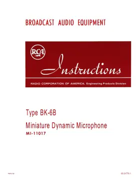 MI-1101 RCA Miniature Dynamic Microphone Mic Mike User Manual