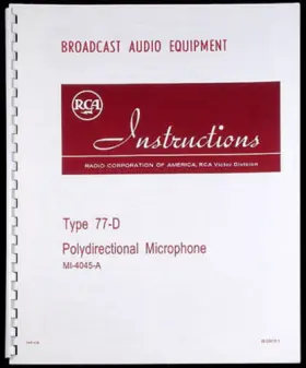 MI-4045-A RCA Ribbon Microphone User Operations Manual Mic