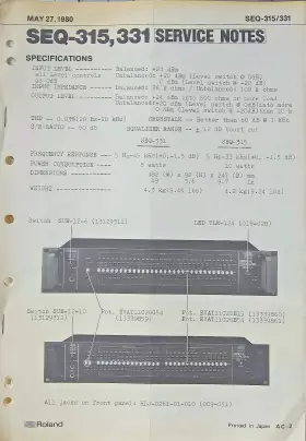 SEQ-351 ROLAND Stereo Eq Service Manual Schematics Booklet