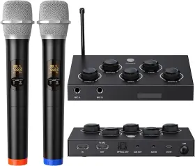 K203 VOIJUMP Karaoke Microphone Mixer Set Dual Uhf Wireless