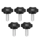 uxcell Clamping Screw Knob, 38mm Dia Plum Hex Shaped Grips Star M8*20, Black