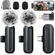 PQRQP Wireless Mini Microphone for iPhone/iPad/Android: 2 Pack Lavalier Micro...