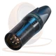 Neutrik 5 Pin NC5MXX-B Male XLR Connector. Black Body, Gold Pins. Stereo Mic DMX