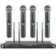 Wireless Microphone System Quad Channel UHF 328ft Range 4 Handheld Black Phenyx