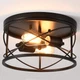 2-Light Flush Mount Black Ceiling Light Fixture, Farmhouse Vintage Industrial...
