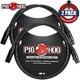 2-PACK Pig Hog PHM3 8mm 3FT XLR M To XLR F High Performance Microphone Cable