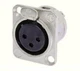NEUTRIK NC3FD-L-1 3-PIN XLR Female D Type Panel Mount - Nickel