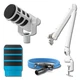 Rode PodMic USB Broadcast Mic (White) + PSA1+ Boom Arm, 10' XLR Cable & Pop