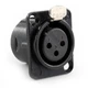 NEUTRIK NC3FD-L-B-1 FEMALE RECEPTACLE, 3-POLE, SOLDER CUP, BLACK METAL