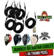 FAT TOAD 20FT Guitar Cables 6 Pack with BLACK MOUNTAIN Thumb Pick Variety Bundle