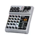 BOMGE Audio Mixer, Sound Board Mixing Console with 5 Channel Digital USB Blue...