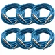 SEISMIC AUDIO - 6 Pack of Blue 1/4" TRS 25' Patch Cable - Balanced - Effects EQ