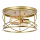 2-Light Flush Mount Ceiling Light Fixture, Industrial Modern Gold Ceiling Lam...