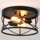 2-Light Flush Mount Black Ceiling Light Fixture, Farmhouse Vintage Industrial...