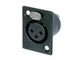 NEUTRIK NC3FP-B-1 3 pole female receptacle, solder contacts, black metal housing