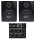 Mackie 1402VLZ4 14-ch. Analog Mixer w/ 6 ONYX Preamps+(2) 5.25" Studio Monitors
