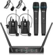 D Debra Audio AU400 Pro UHF 4 Channel Wireless Microphone System with Cordless