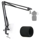 MXL 770 990 Microphone Stand with Pop Filter - Mic Suspension Boom Scissor Ar...