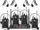 D Debra Audio AU400 Pro UHF 4 Channel Wireless Microphone with 4 Bodypack (B) 