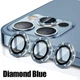 3Pcs Diamond blue Camera Lens Protector iPhone 11-15 ProMax 14/13 Mini 15 Plus