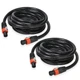 HBU 12 Feet Pack of 2 Speakon Cables - True 4 Conductor Speak-ON 12 ft, Black 