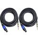 Pro 2X Speakon to 1/4" 25 Ft. True 12 Gauge Wire AWG Dj/Pro Audio Speaker Cable,