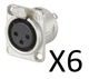 (6 Pack) Neutrik NC3FD-L-1 Female XLR Nickel Panel Mount Jacks FREE US SHIPPING