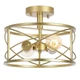 Gold Semi Flush Ceiling Light Fixture, 2-Light Farmhouse Flush Mount Light Fi...