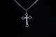 Beautiful Sterling Silver Punched Cross Pendant 1.25" on Figaro Chain 21"- 12921